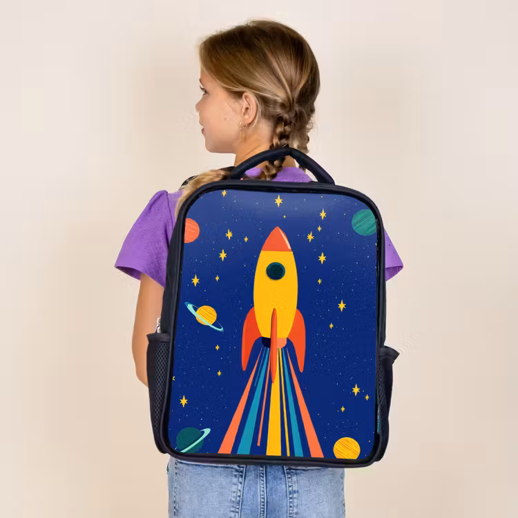 Sac à dos enfant - Noir - Coloré - Fusée - Espace — 4