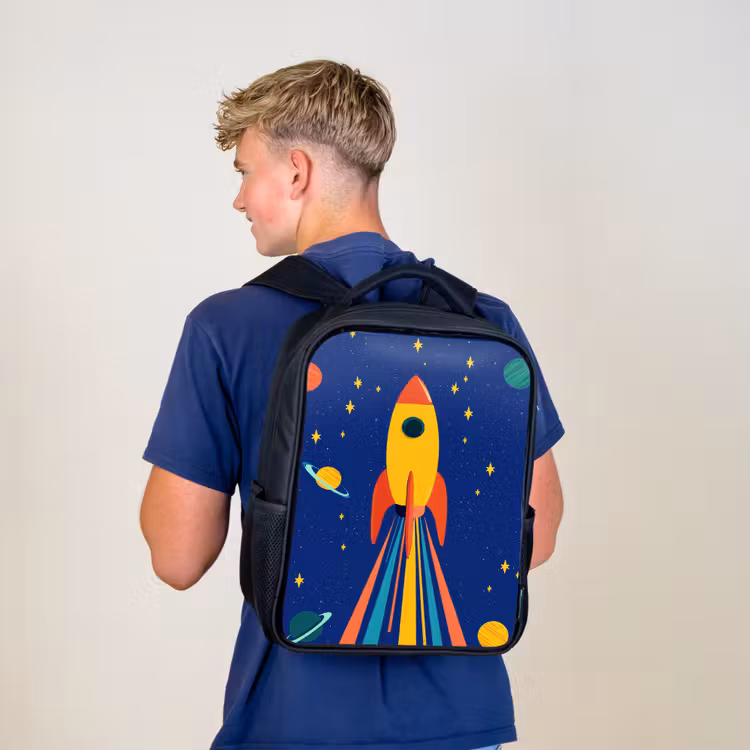 Sac à dos enfant - Noir - Coloré - Fusée - Espace — 5