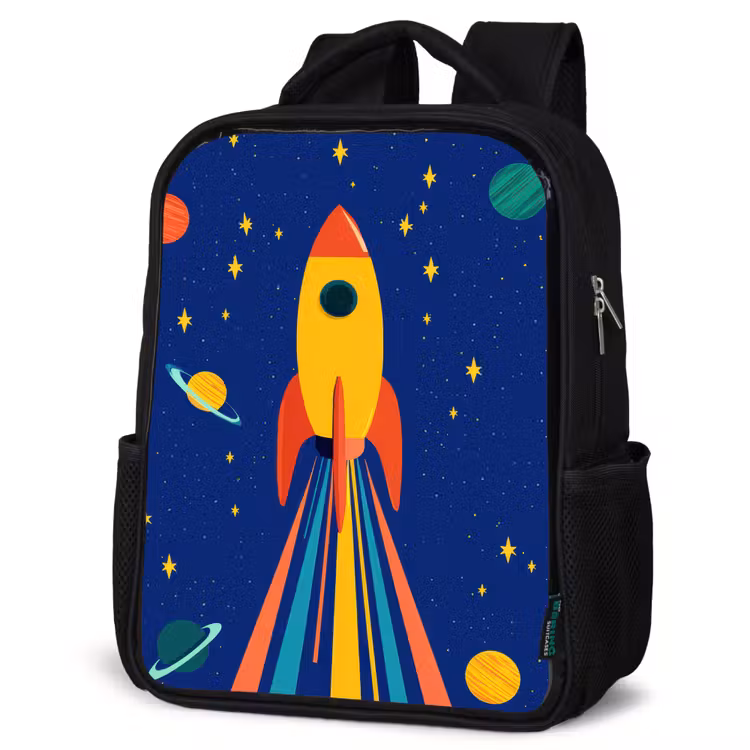 Sac à dos enfant - Noir - Coloré - Fusée - Espace — 6