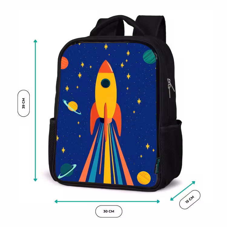 Sac à dos enfant - Noir - Coloré - Fusée - Espace — 8