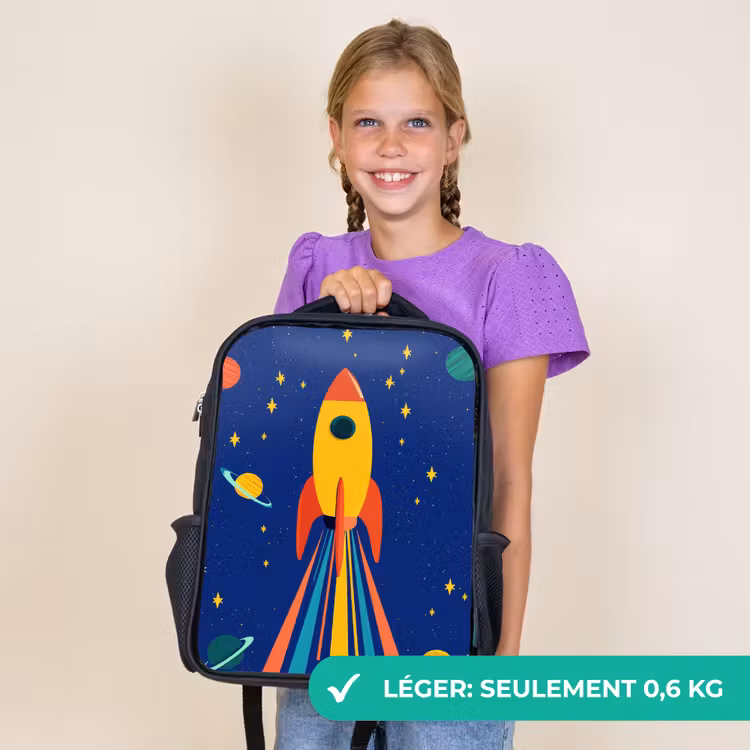 Sac à dos enfant - Noir - Coloré - Fusée - Espace — 9