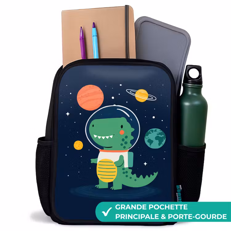Sac à dos enfant - Noir - Dino - Combinaison spatiale - Planètes — 10