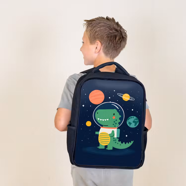 Sac à dos enfant - Noir - Dino - Combinaison spatiale - Planètes — 2