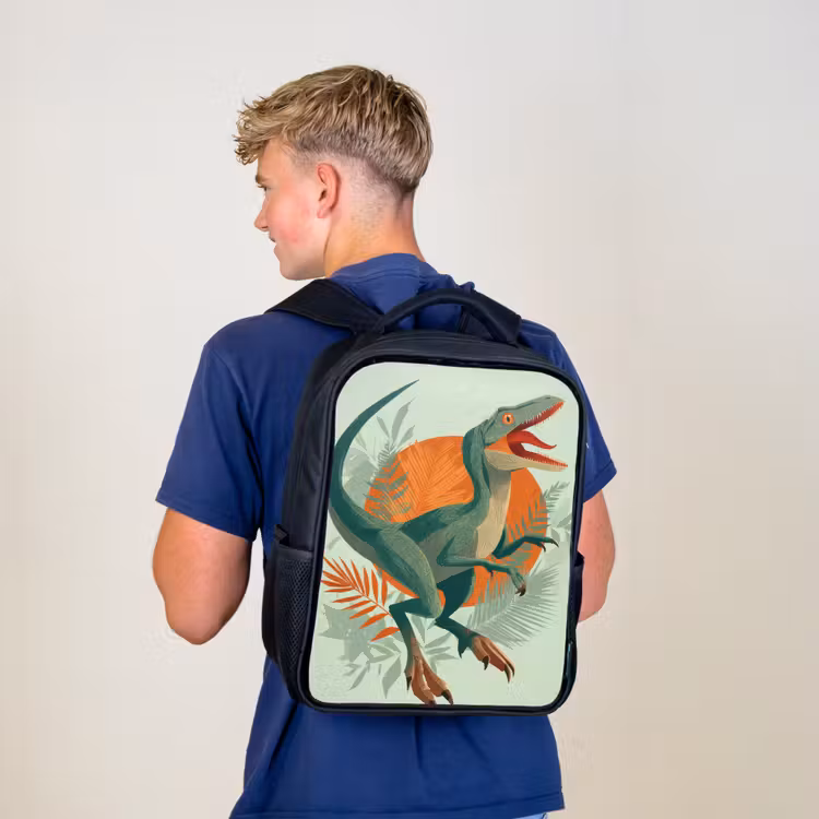 Sac à dos enfant - Noir - Dino - Feuilles - Graphique - Vert — 5