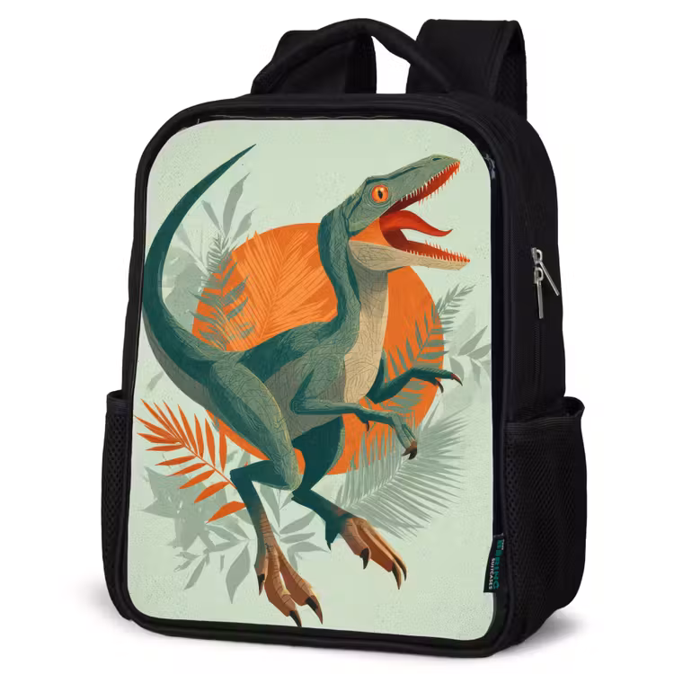 Sac à dos enfant - Noir - Dino - Feuilles - Graphique - Vert — 6