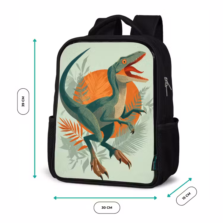 Sac à dos enfant - Noir - Dino - Feuilles - Graphique - Vert — 8