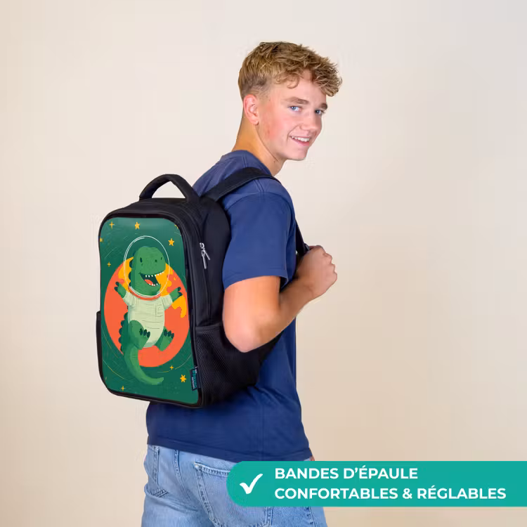 Sac à dos enfant - Noir - Dino - Vert - Planète — 11