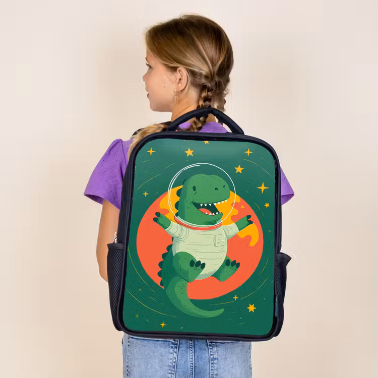 Sac à dos enfant - Noir - Dino - Vert - Planète — 4