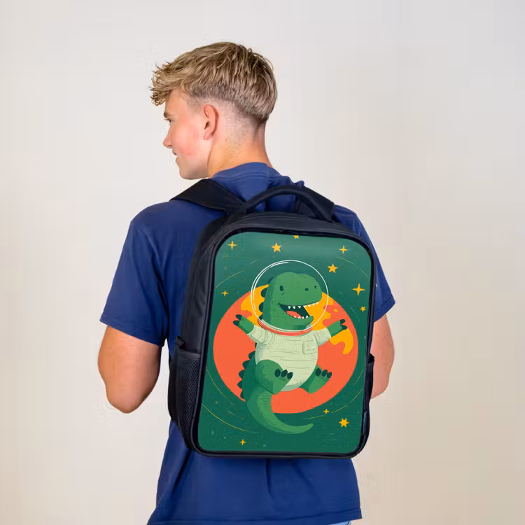 Sac à dos enfant - Noir - Dino - Vert - Planète — 5