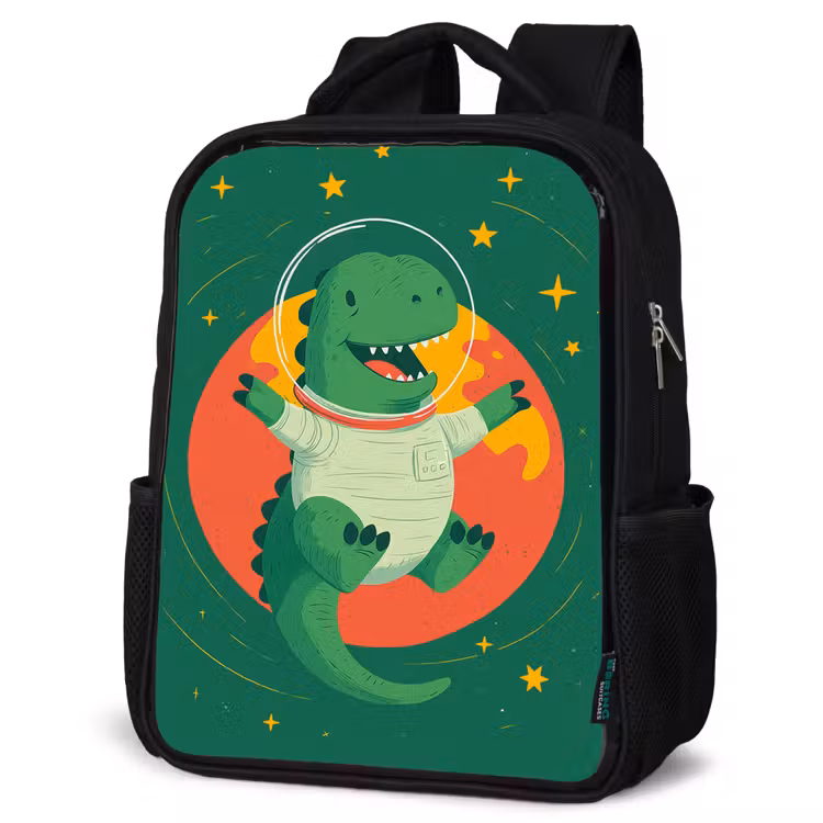 Sac à dos enfant - Noir - Dino - Vert - Planète — 6