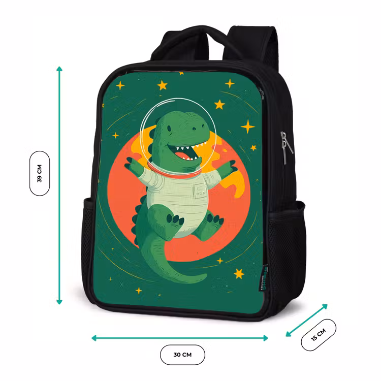 Sac à dos enfant - Noir - Dino - Vert - Planète — 8
