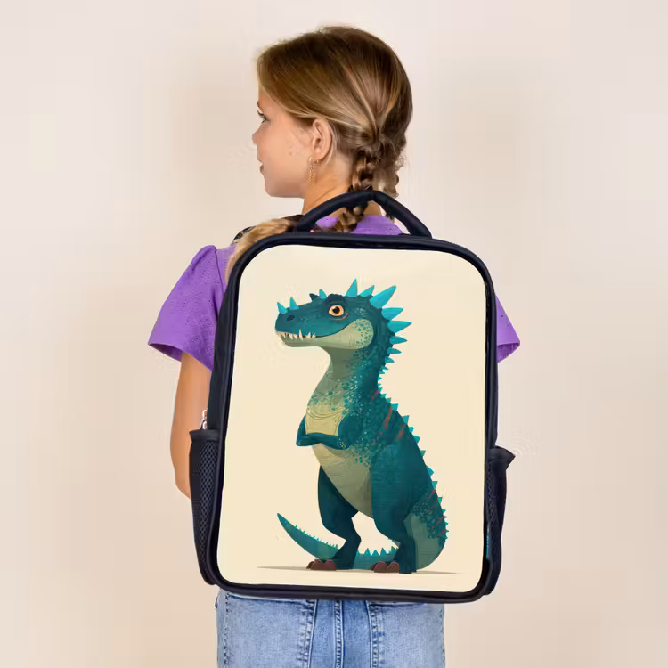 Sac à dos enfant - Noir - Dinosaure - Turquoise - Épines — 4