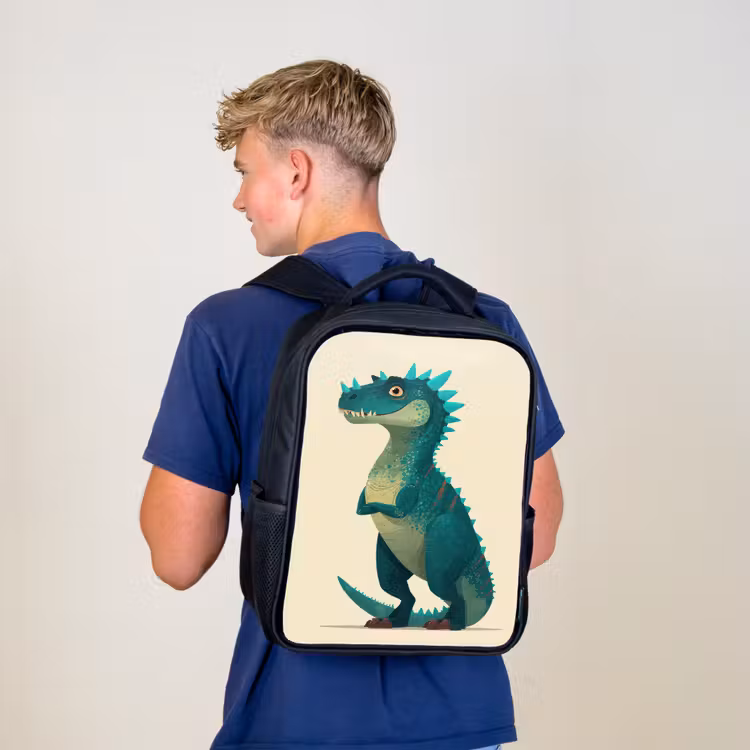 Sac à dos enfant - Noir - Dinosaure - Turquoise - Épines — 5
