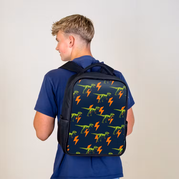 Sac à dos enfant - Noir - Éclairs - Orange - Dinosaures — 5