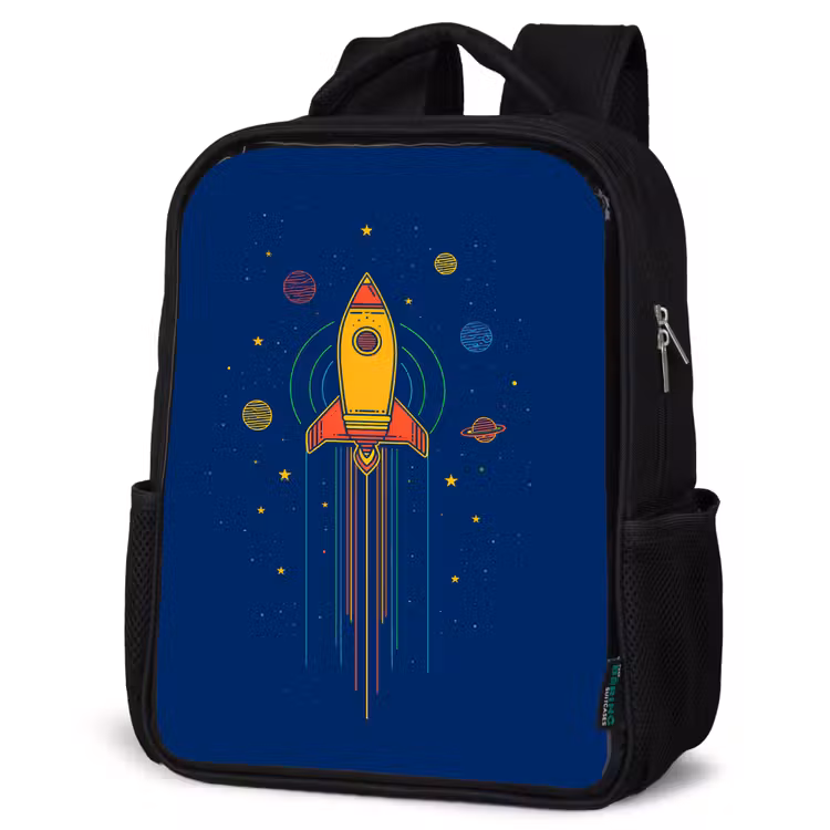 Sac à dos enfant - Noir - Fusée - Bleu - Étoiles — 6