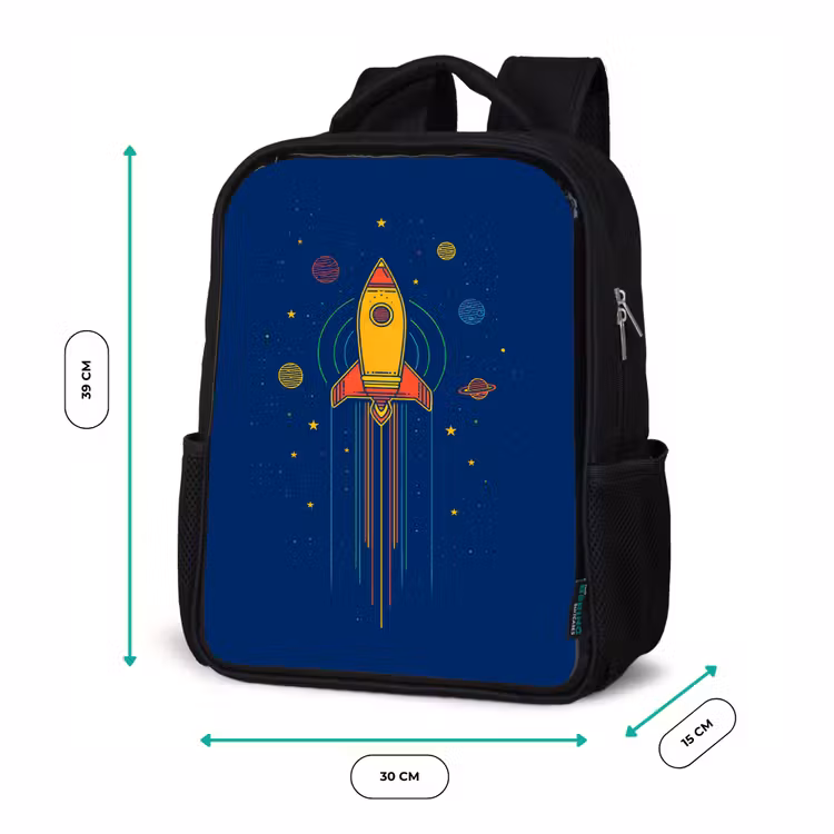 Sac à dos enfant - Noir - Fusée - Bleu - Étoiles — 8
