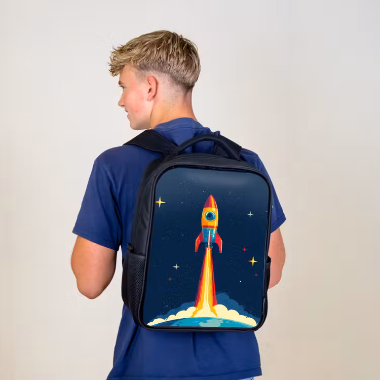 Sac à dos enfant - Noir - Fusée - Nuages de fumée - Espace — 5