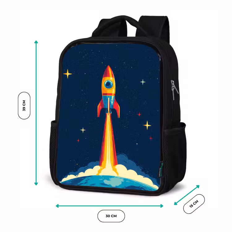 Sac à dos enfant - Noir - Fusée - Nuages de fumée - Espace — 8