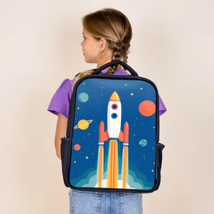 Sac à dos enfant - Noir - Fusée - Planètes - Espace — 4