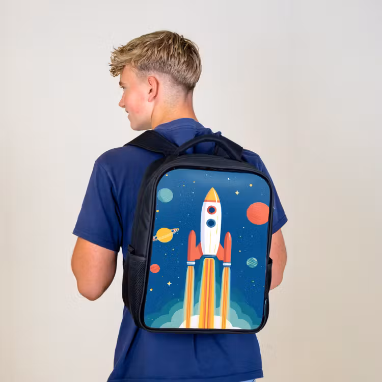 Sac à dos enfant - Noir - Fusée - Planètes - Espace — 5