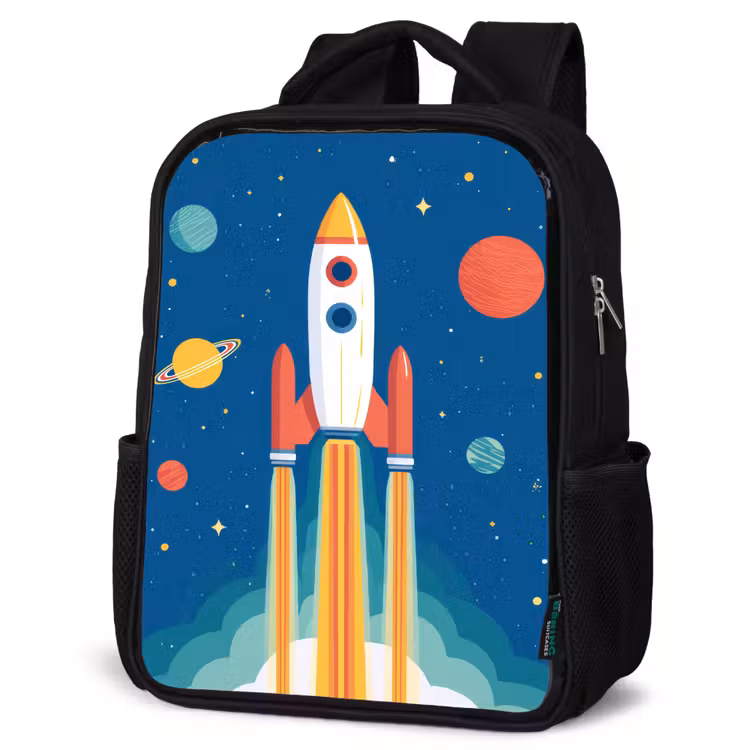 Sac à dos enfant - Noir - Fusée - Planètes - Espace — 6