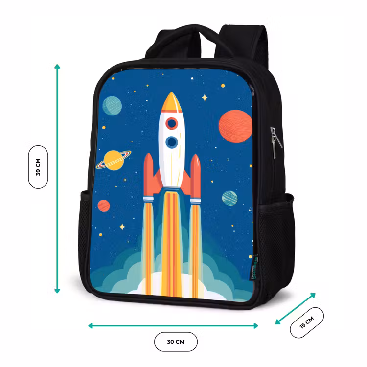 Sac à dos enfant - Noir - Fusée - Planètes - Espace — 8