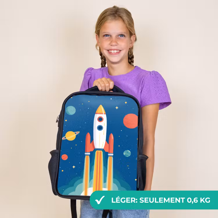 Sac à dos enfant - Noir - Fusée - Planètes - Espace — 9
