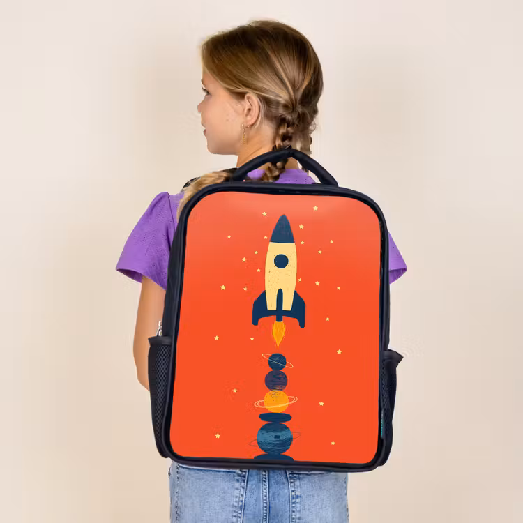 Sac à dos enfant - Noir - Fusée - Planètes - Rouge — 4