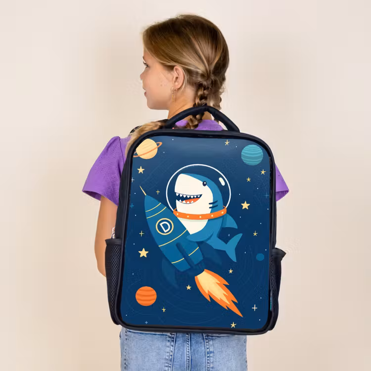 Sac à dos enfant - Noir - Fusée - Requin - Espace — 4