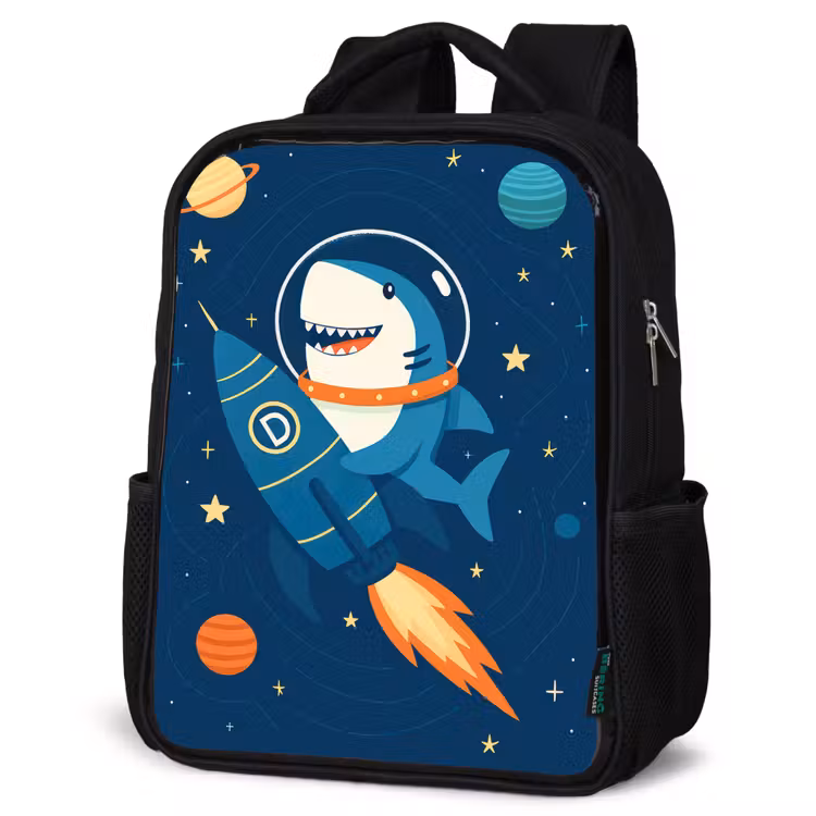 Sac à dos enfant - Noir - Fusée - Requin - Espace — 6