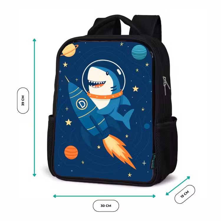 Sac à dos enfant - Noir - Fusée - Requin - Espace — 8