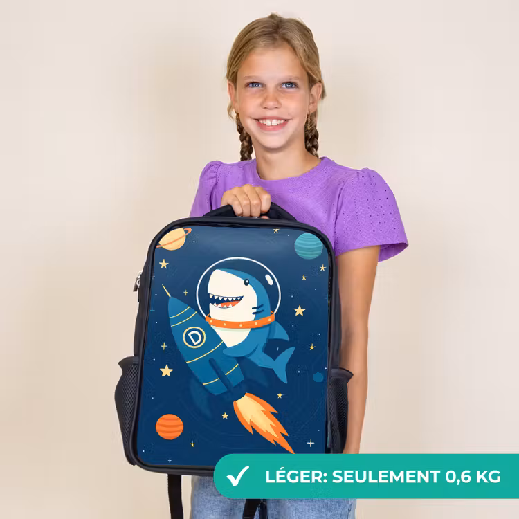 Sac à dos enfant - Noir - Fusée - Requin - Espace — 9