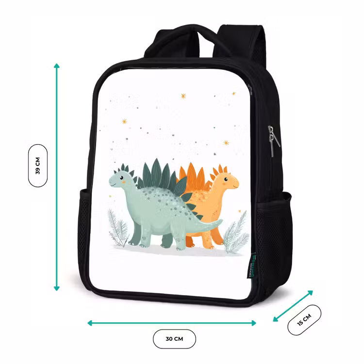 Sac à dos enfant - Noir - Plantes - Étoiles - Dinosaures - Orange — 8