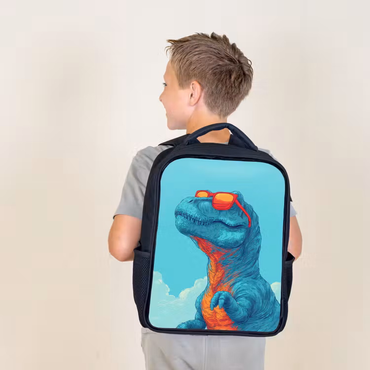 Sac à dos enfant - Noir - T-Rex - Blue - Clouds - Lunettes de soleil — 2