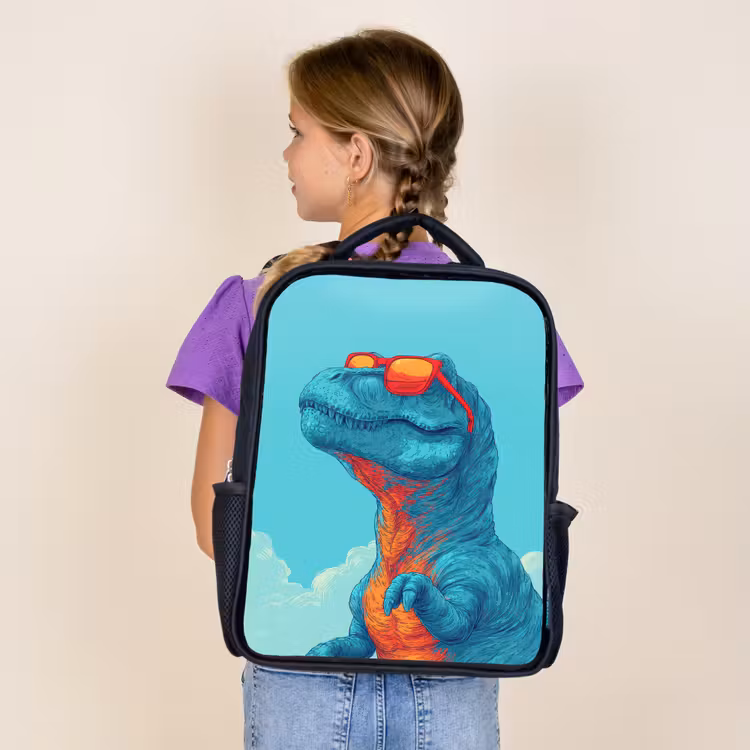 Sac à dos enfant - Noir - T-Rex - Blue - Clouds - Lunettes de soleil — 4