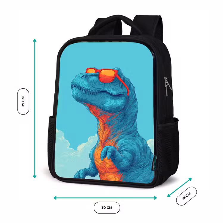 Sac à dos enfant - Noir - T-Rex - Blue - Clouds - Lunettes de soleil — 8