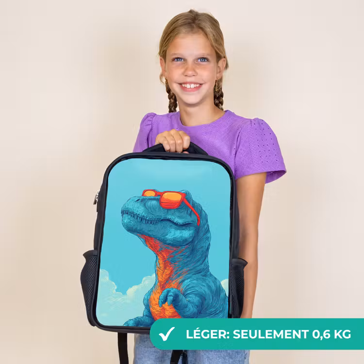 Sac à dos enfant - Noir - T-Rex - Blue - Clouds - Lunettes de soleil — 9