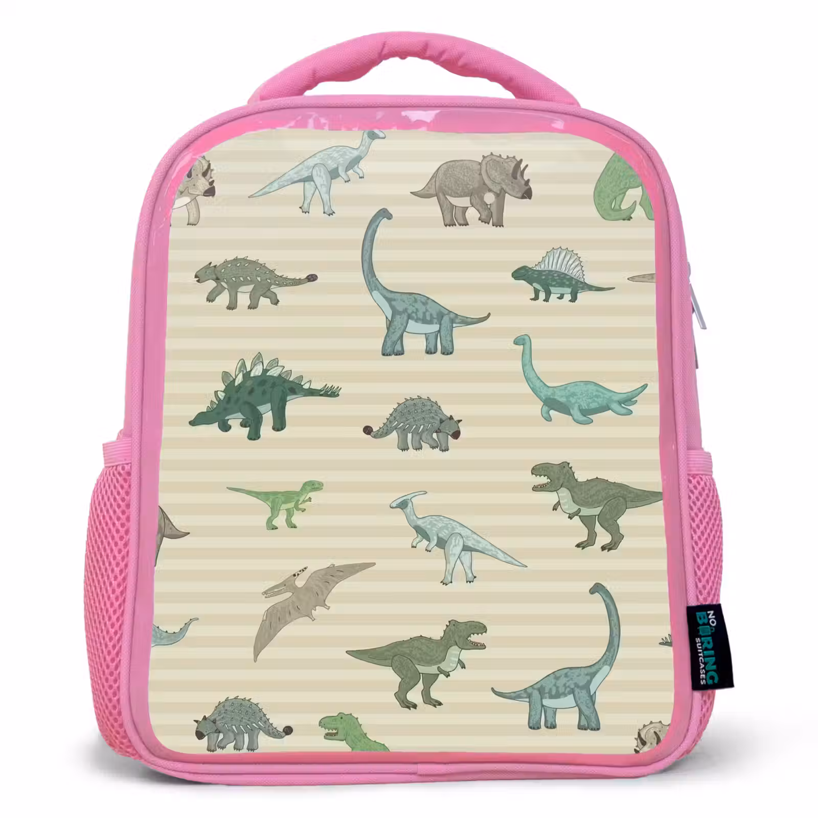 Sac à dos enfant - Rose - Dino - Motif - Rayures - Vert — 1