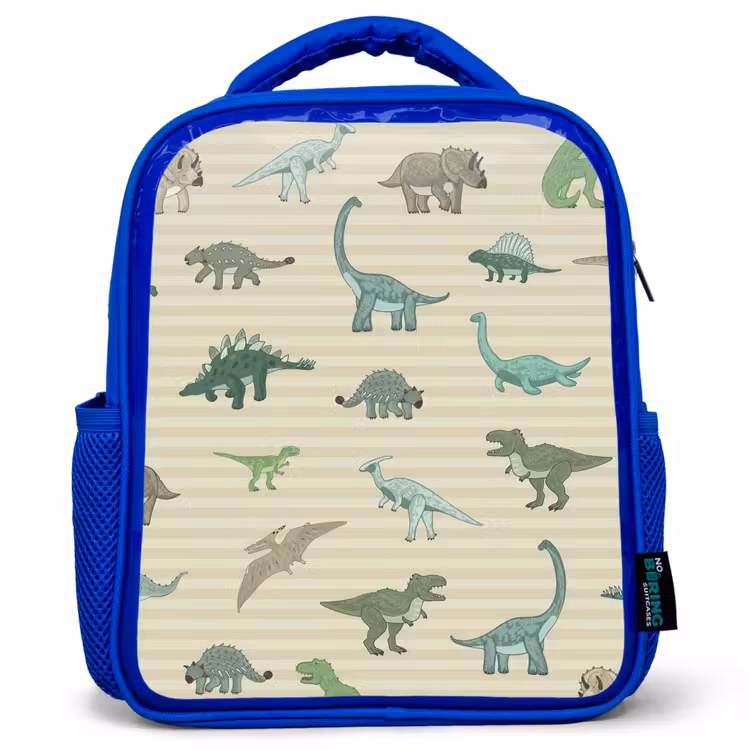 Sac à dos enfant - Bleu - Dino - Motif - Rayures - Vert — 1