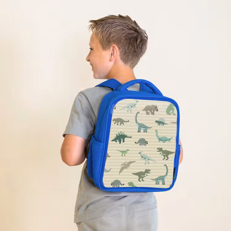 Sac à dos enfant - Bleu - Dino - Motif - Rayures - Vert — 2
