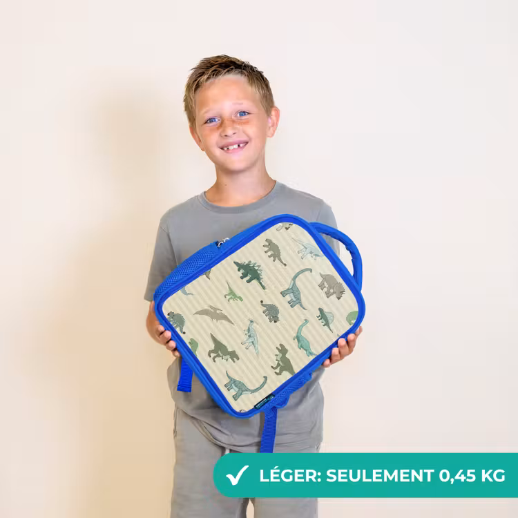 Sac à dos enfant - Bleu - Dino - Motif - Rayures - Vert — 3