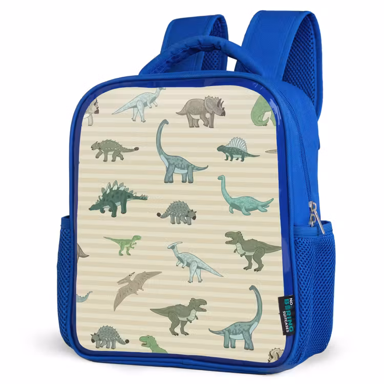 Sac à dos enfant - Bleu - Dino - Motif - Rayures - Vert — 7