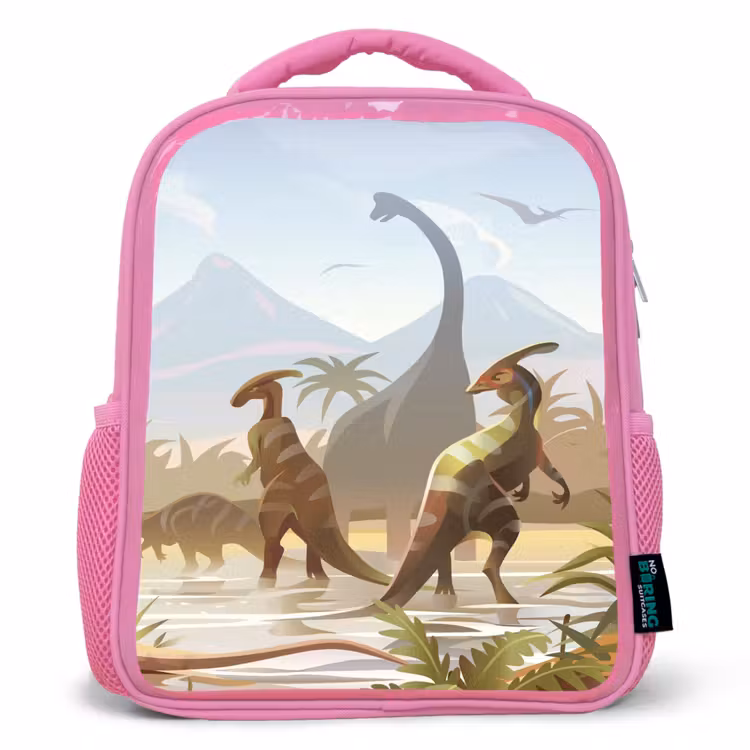 Sac à dos enfant - Rose - Dinosaure - Paysage - Tropical - Enfants - Garçons — 1