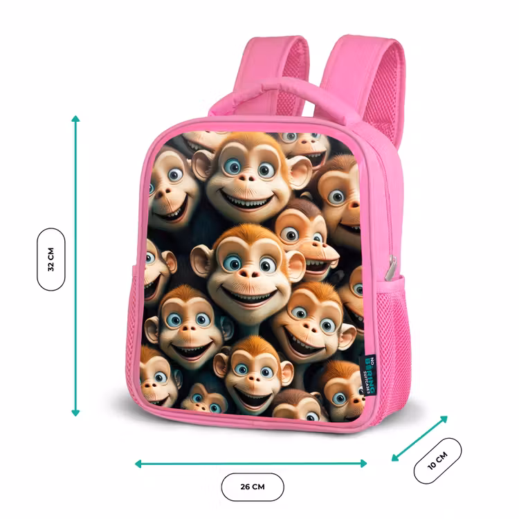 Sac à dos enfant - Rose - Traits de singe — 3