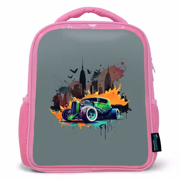 Sac à dos enfant - Rose - Voiture dans une ville fantôme — 1