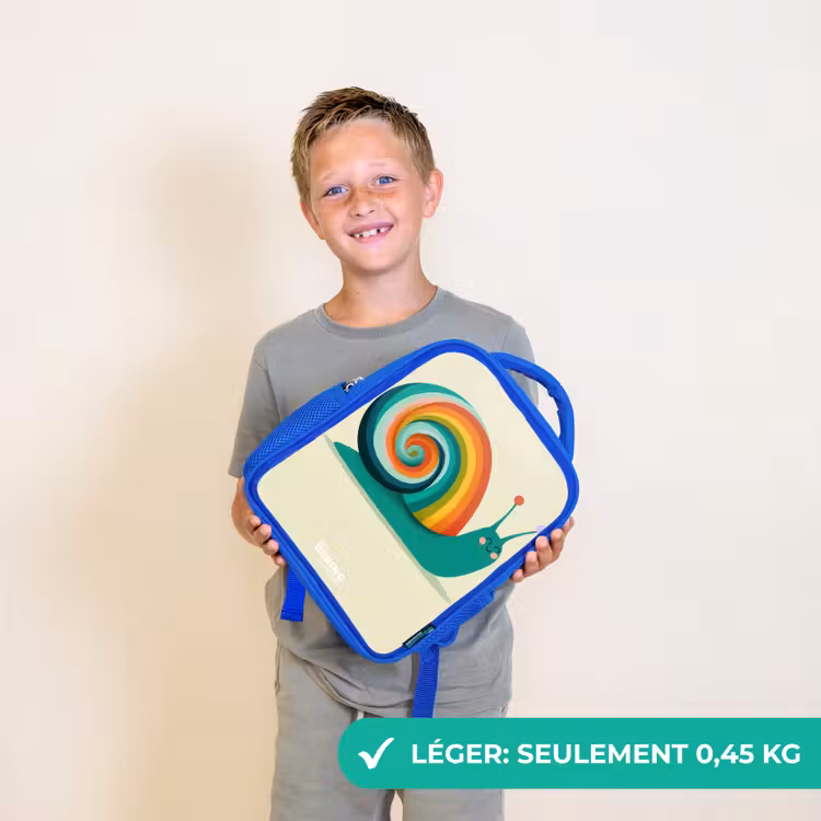 Sac à dos enfant - Bleu - Escargot - Arc-en-ciel - Coloré — 3