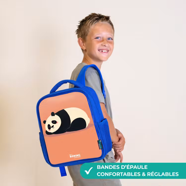 Sac à dos enfant - Bleu - Panda - Dormant - Orange — 4