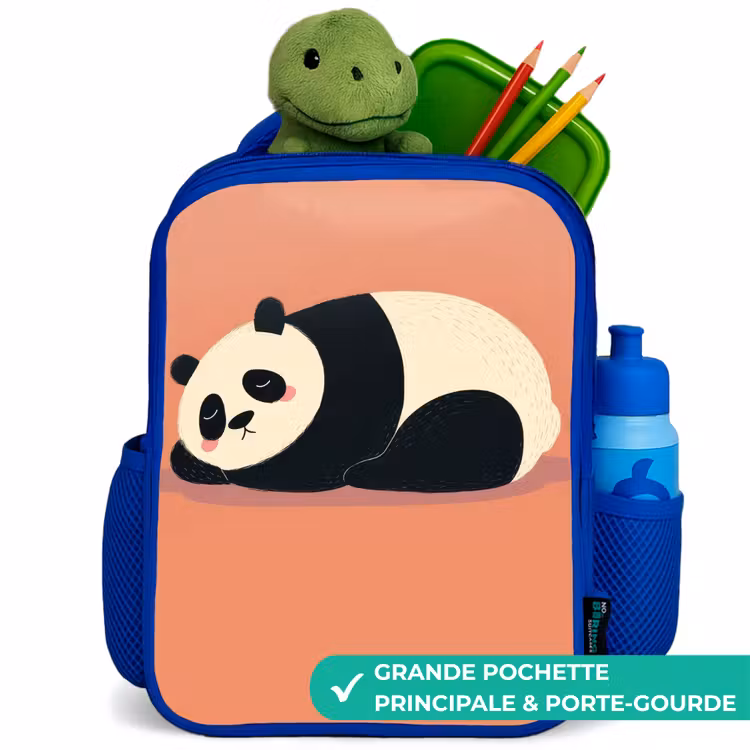Sac à dos enfant - Bleu - Panda - Dormant - Orange — 5
