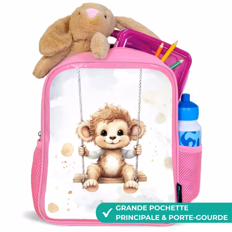 Sac à dos enfant - Rose - Singe - Animal - Enfants — 2