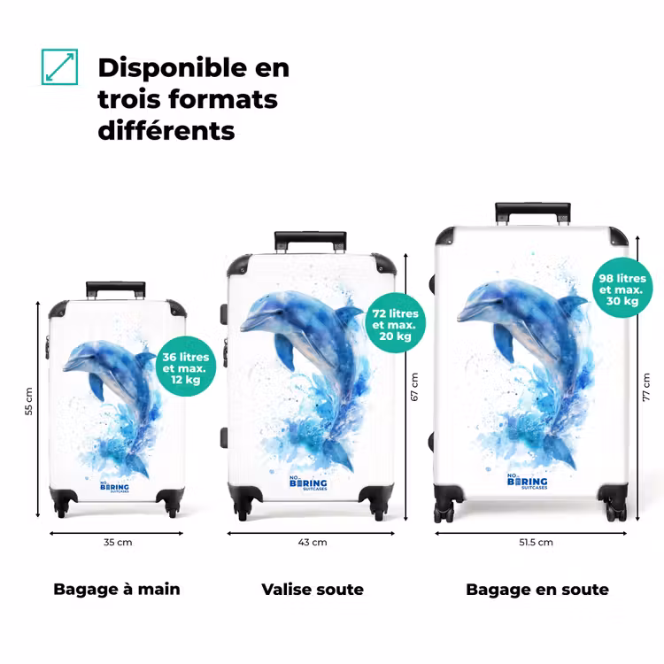Valise - Dauphin bleu sur fond blanc — 3